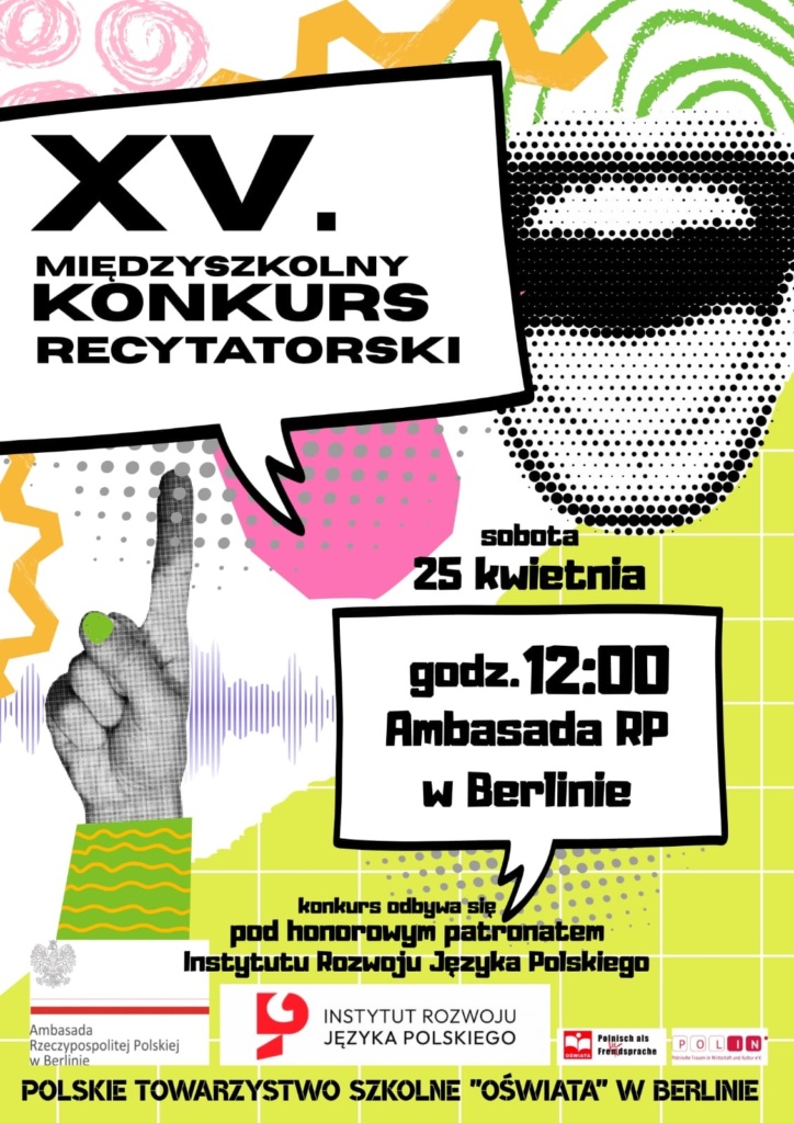 Zaproszenie na XV. Międzyszkolny Konkurs Recytatorski